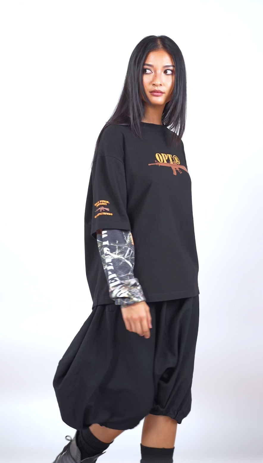 Double Sleeves Tee Real Tree (Black)